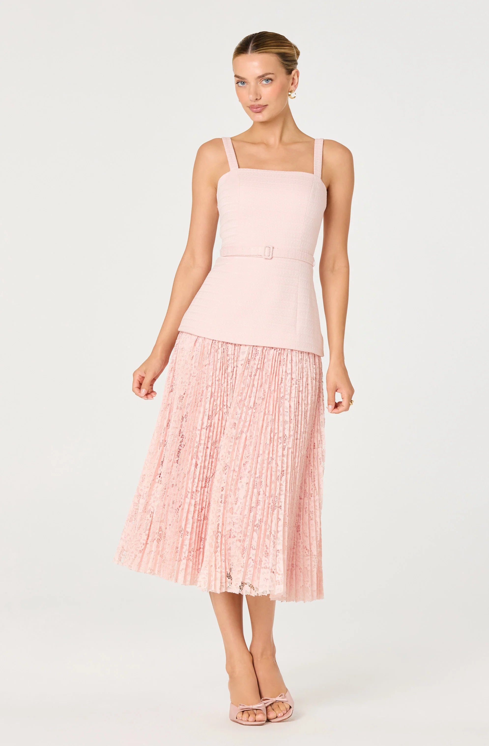 Inixyf Caitlin Mixed Media Tweed Maxi Dress